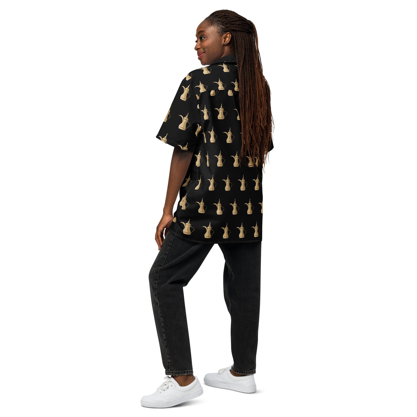 Dallat Gahwa Pattern (Black) - Unisex Button Shirt