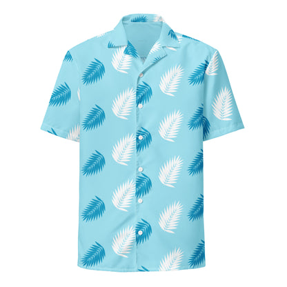Palm Tree Leaves (Blue & White) - Unisex Button Shirt
