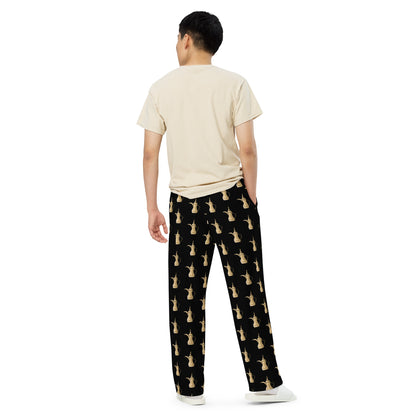 Dallat Gahwa Pattern (Black) - Unisex Wide-Leg Pants