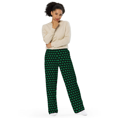 Polka dots (Green) - Unisex Wide-Leg Pants