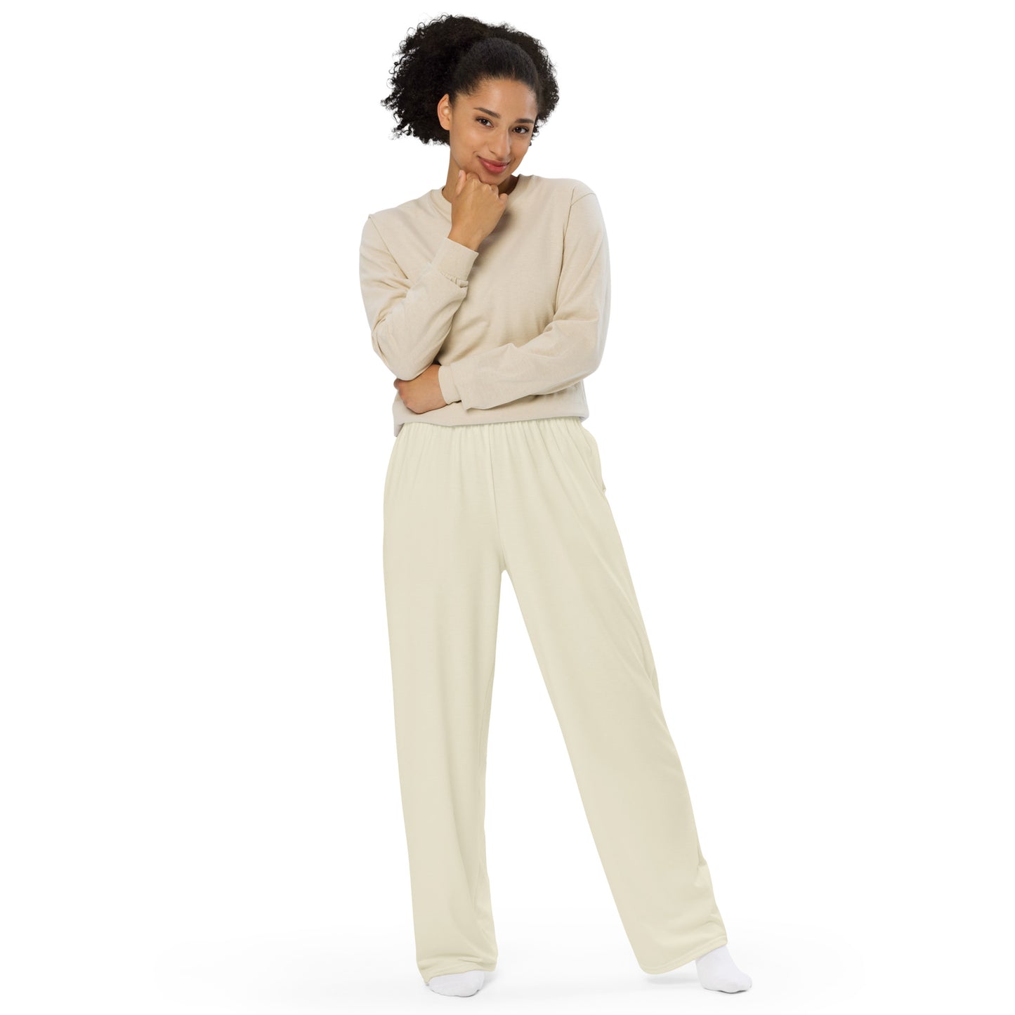 Apricot White - Unisex Wide-Leg Pants