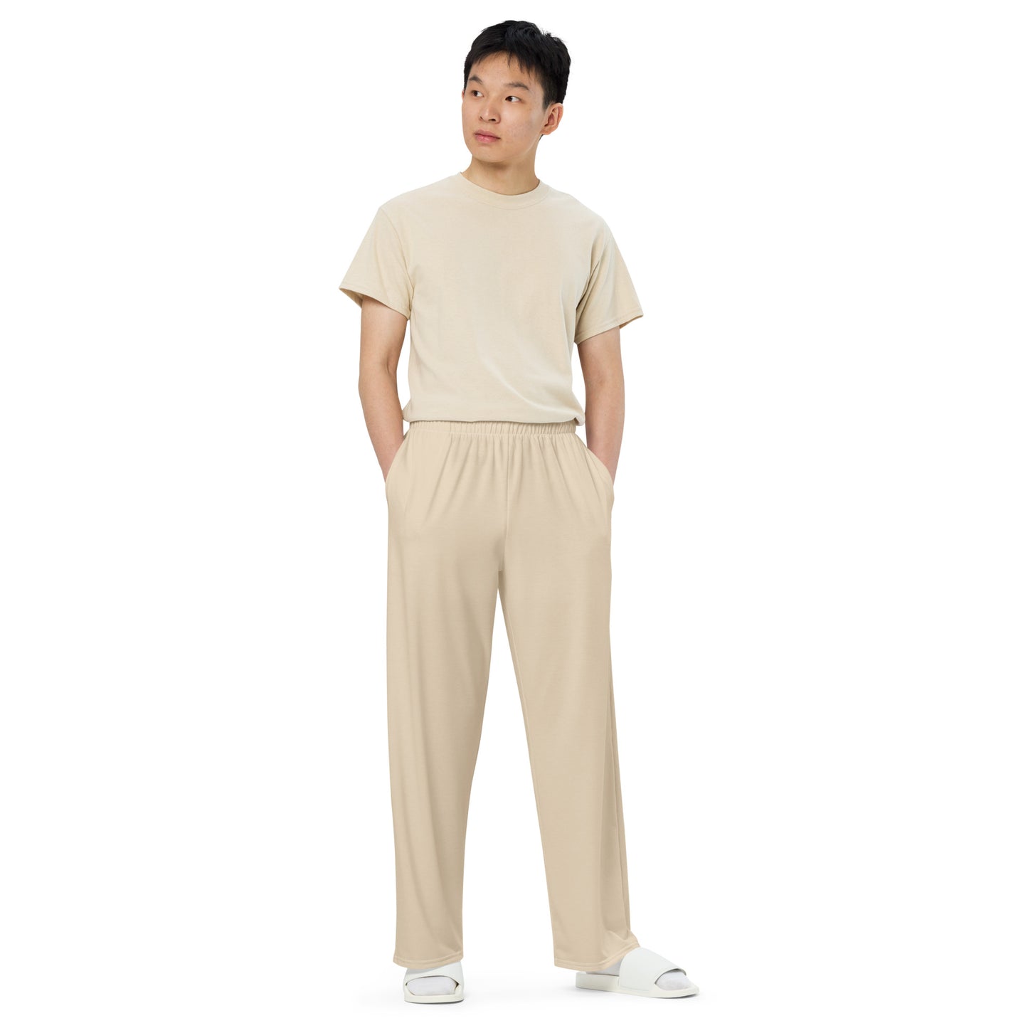 Beige - Unisex Wide-Leg Pants