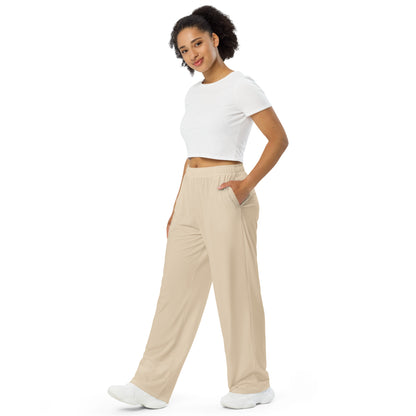 Beige - Unisex Wide-Leg Pants