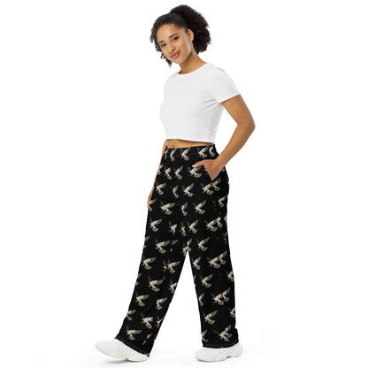 Falcon (Black) - Unisex Wide-Leg Pants