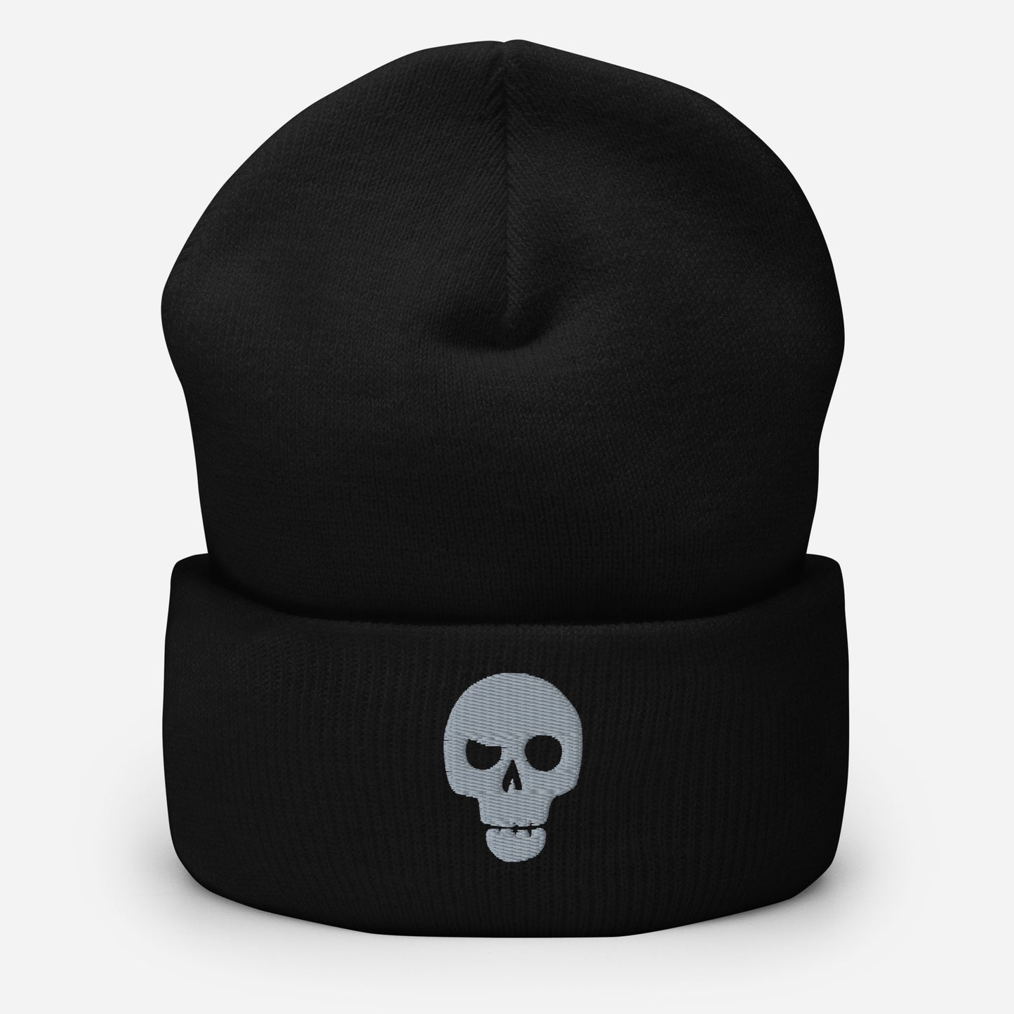 Grey Skull - Embroidered Cuffed Beanie