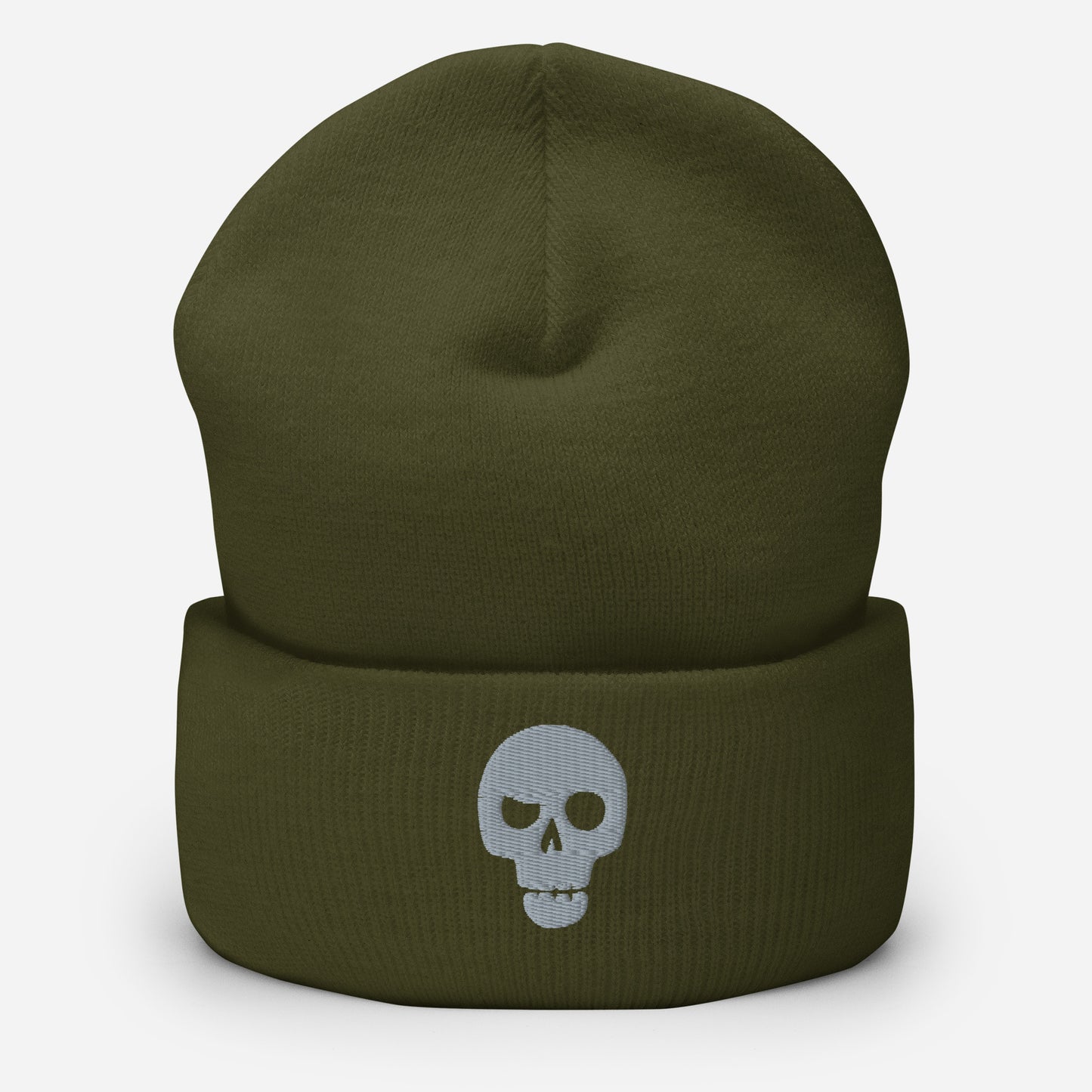 Grey Skull - Embroidered Cuffed Beanie