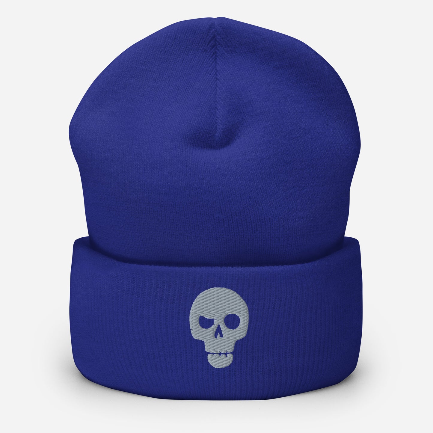 Grey Skull - Embroidered Cuffed Beanie