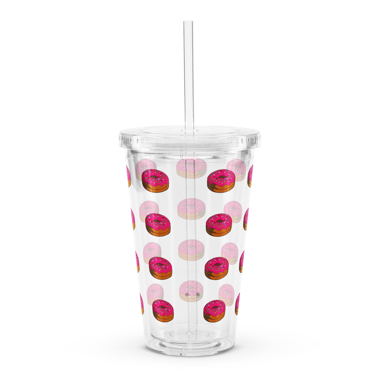 Donut Pattern - Clear Plastic Tumbler