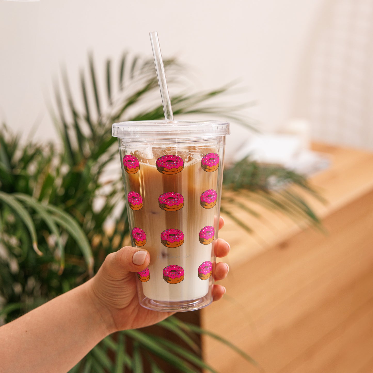 Donut Pattern - Clear Plastic Tumbler