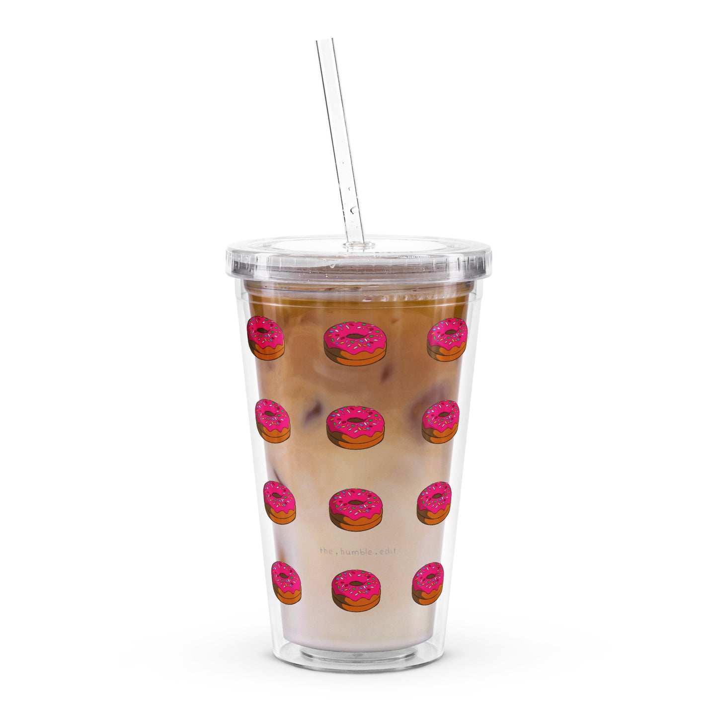 Donut Pattern - Clear Plastic Tumbler