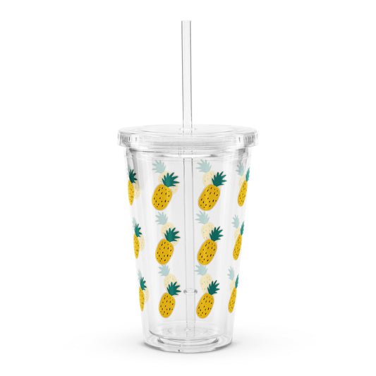 Pineapple Pattern - Clear Plastic Tumbler