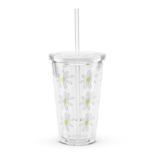 Daisy Pattern - Clear Plastic Tumbler