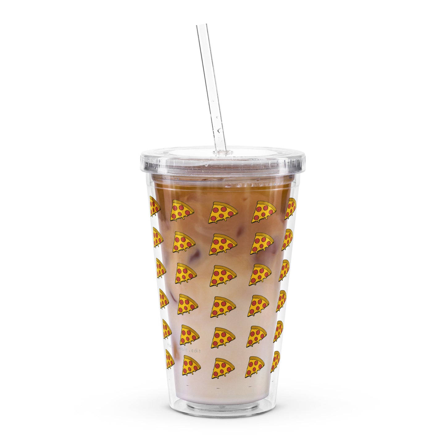 Pizza Pattern - Clear Plastic Tumbler