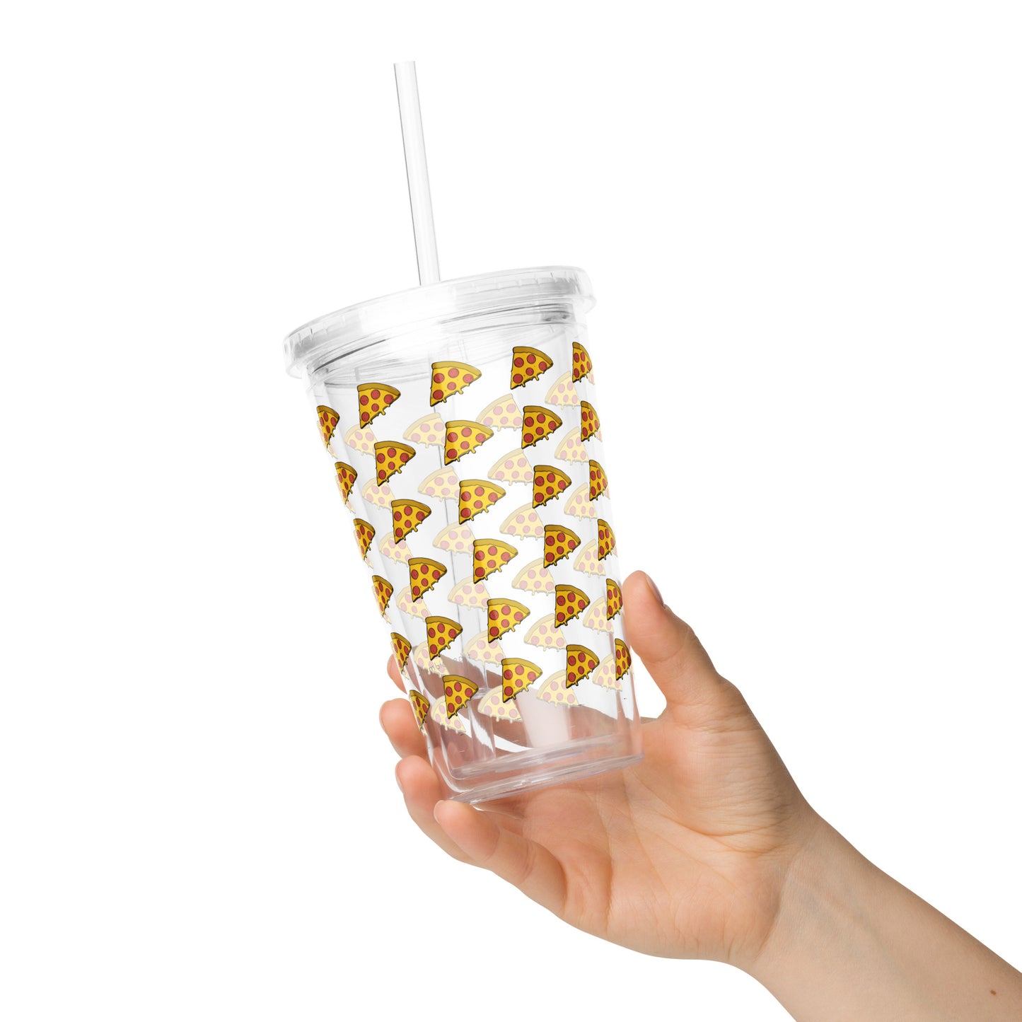 Pizza Pattern - Clear Plastic Tumbler