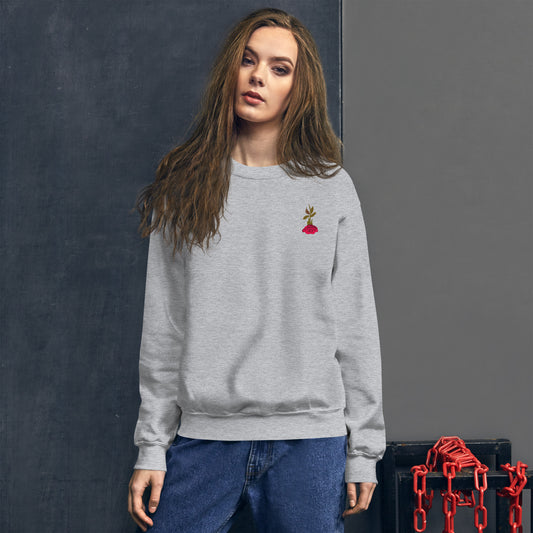 Upside Down Rose - Embroidered Unisex Sweatshirt