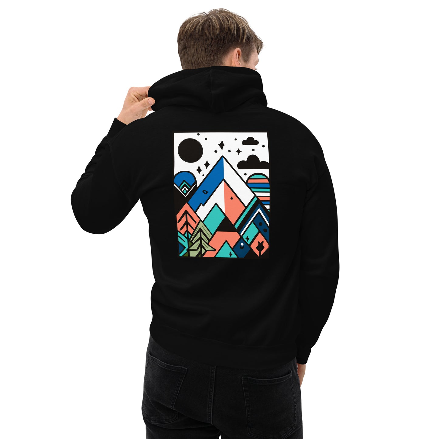 Mountain Landscape (Back) - Lightweight Unisex Hoodie