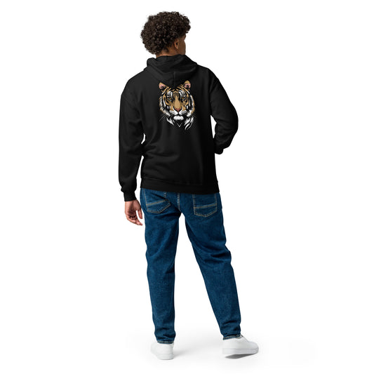 Tiger Print (Back) - Lightweight Unisex Zip Hoodie