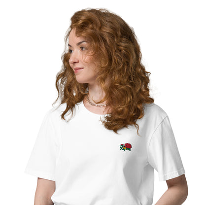 Flower (small) - Embroidered Unisex Organic Cotton T-shirt